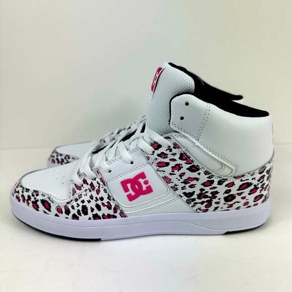 DC Shoes - Women’s DC Cure Hi Size 9.5 Skate Leather Sneakers Trainers Pink Leopard